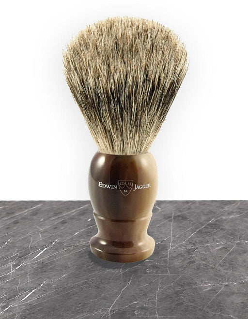Edwin Jagger - 5EJ872 English Shaving Brush, Imitation Light Horn with Best Badger, Extra Large - New England Shaving Company