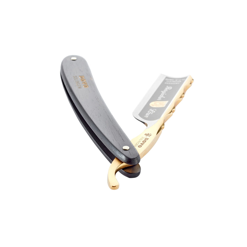 Dovo - "Bergischer Löwe" Straight Razor, Ebony Wood Handle, Spanish Point, 6/8"