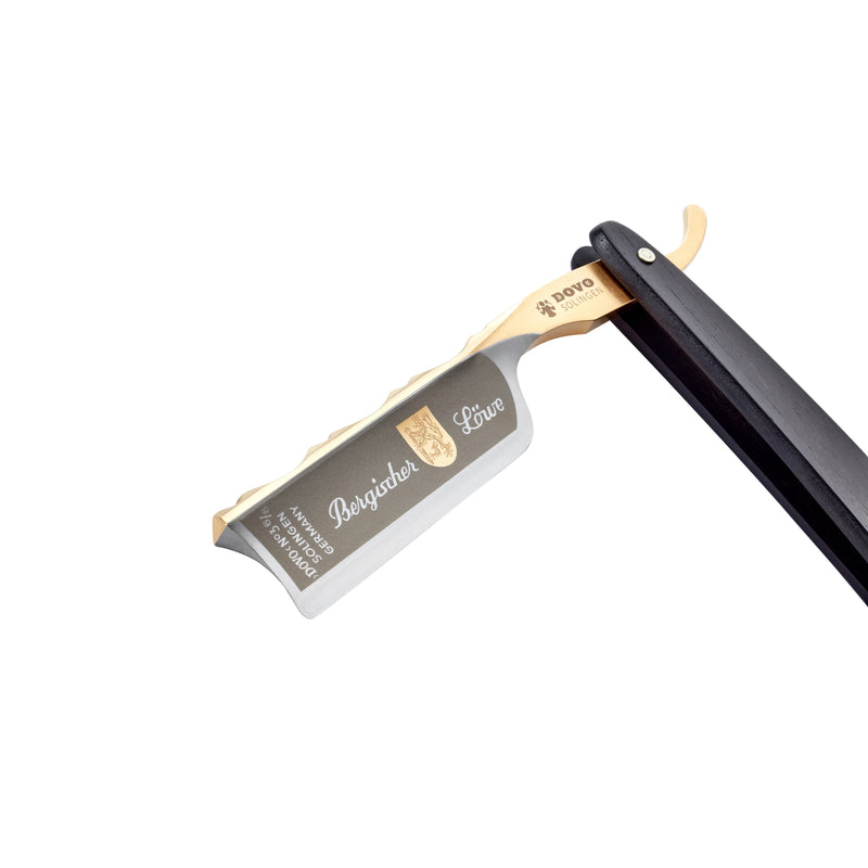 Dovo - "Bergischer Löwe" Straight Razor, Ebony Wood Handle, Spanish Point, 6/8"