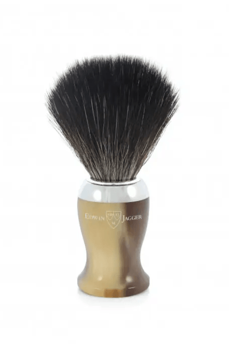 Edwin Jagger - 21SB722CR Imitation Horn Black Synthetic Shaving Brush, Medium - New England Shaving Company