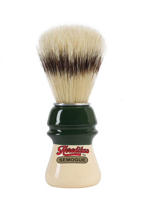 Semogue - 1305 Hereditas Extra Premium (IB) Boar Bristle Shaving Brush, Green and Ivory Striped Handle, 22mm