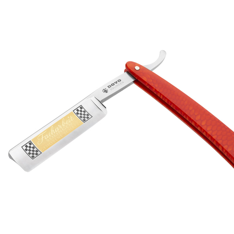 Dovo - Facharbeit Straight Razor, Acrylic Red Handle, Square Point, 6/8" (Limited Edition)