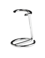 Italian-made shaving brush stand in chrome, fits 26 mm (1 inch) knots, compact and durable design