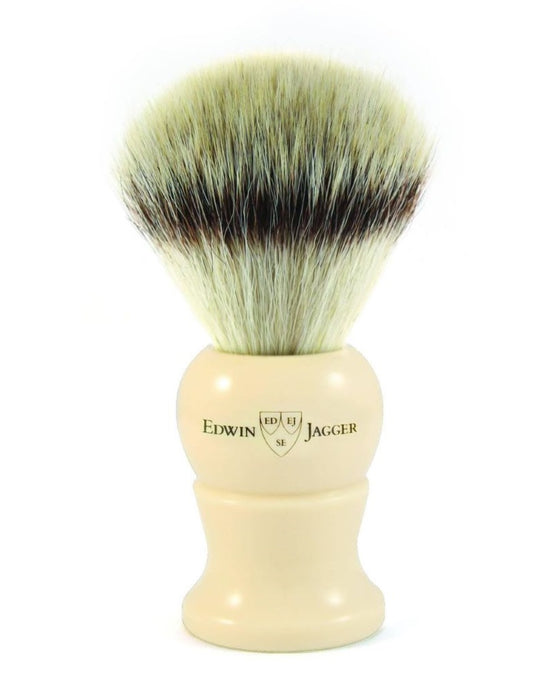 Edwin Jagger - 1EJ287SYNST English Shaving Brush, Imitation Ivory with Synthetic Silver Tip Fiber, Medium - New England Shaving Company