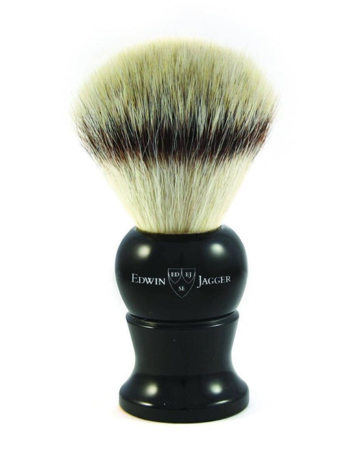 Edwin Jagger - 1EJ286SYNST English Shaving Brush, Imitation Ebony with Synthetic Silver Tip Fiber, Medium - New England Shaving Company