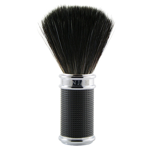 Edwin Jagger - 21SB3DBC15 Black 3D Diamond Black Synthetic Shaving Brush, Medium - New England Shaving Company