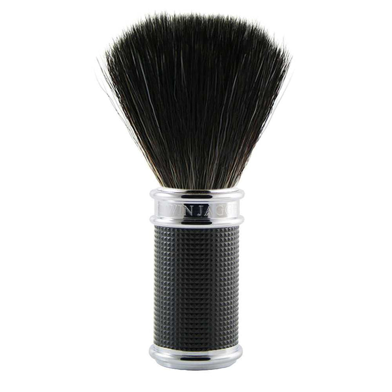 Edwin Jagger black synthetic shaving brush with black 3D diamond pattern handle