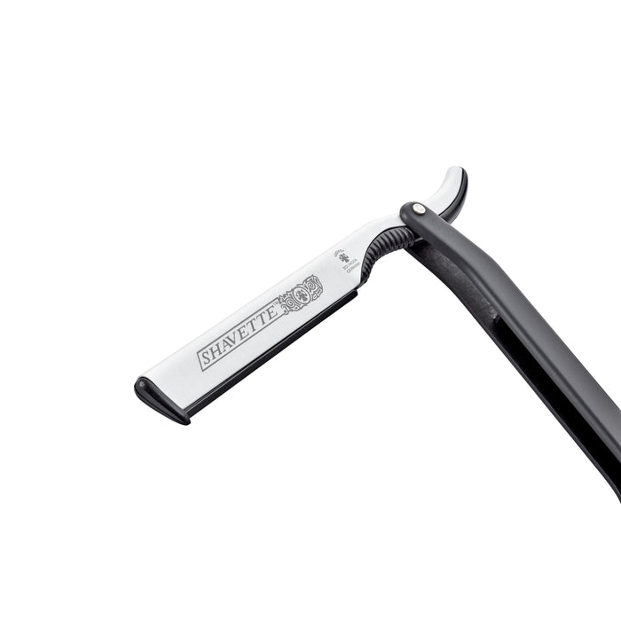 Dovo - Shavette Straight Razor, Silver with Black Handle