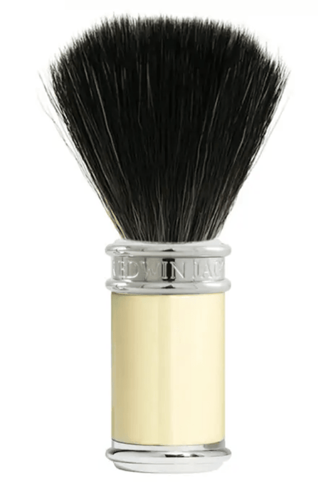 Edwin Jagger - 21SB8711 Imitation Ivory & Chrome Black Synthetic Shaving Brush, Medium - New England Shaving Company