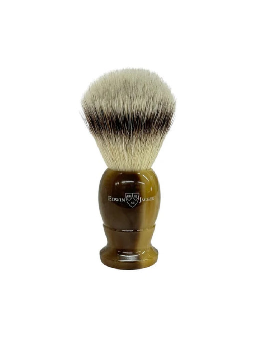 Edwin Jagger - 3EJ872SYNST English Shaving Brush, Imitation Light Horn with Synthetic Silvertip Fiber, Large