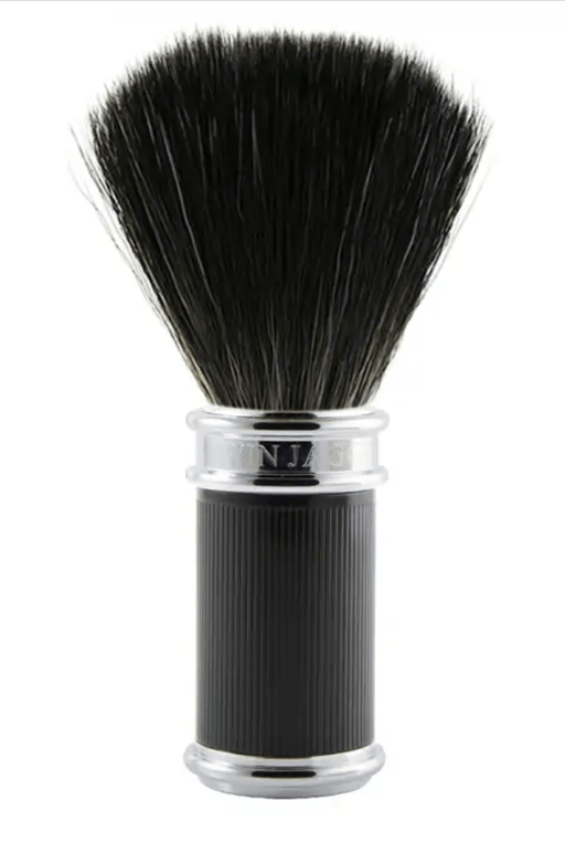 Edwin Jagger - 21SB86RC15 Black Rubber Coated Black Synthetic Shaving Brush, Medium - New England Shaving Company