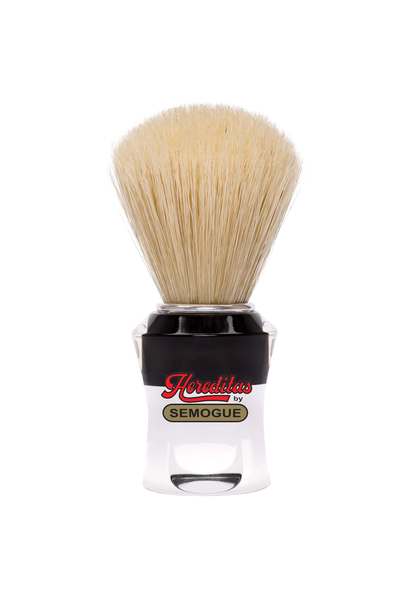 Semogue - 610 Hereditas Boar Bristle Shaving Brush, Black and Clear Striped Handle, 21mm