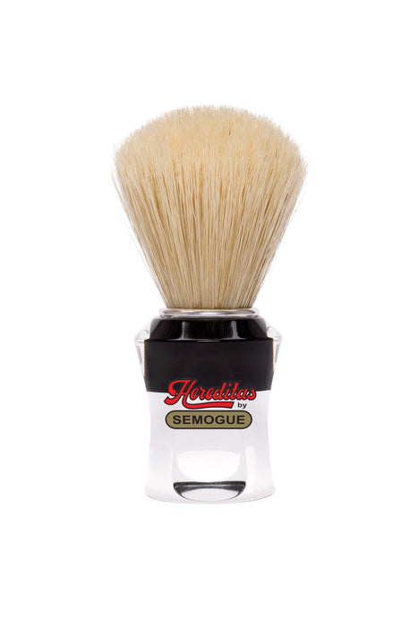 Semogue - 610 Hereditas Boar Bristle Shaving Brush, Black and Clear Striped Handle, 21mm