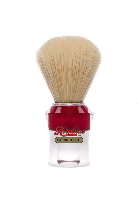 Semogue - 610 Hereditas Boar Bristle Shaving Brush, Red and Clear Striped Handle, 21mm