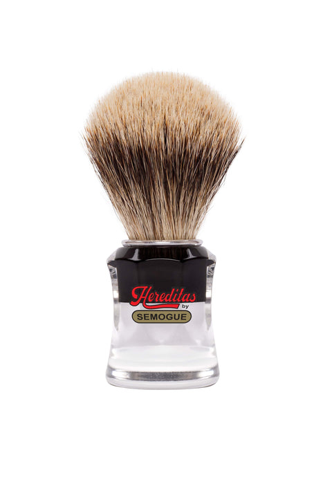 Semogue - 730 HD Hereditas Finest Badger Shaving Brush, Black and Clear Striped Handle, 22mm