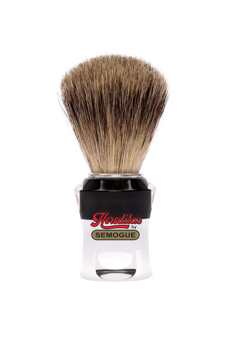 Semogue - 750 Hereditas Best Badger Shaving Brush, Black and Clear Striped Handle, 22mm