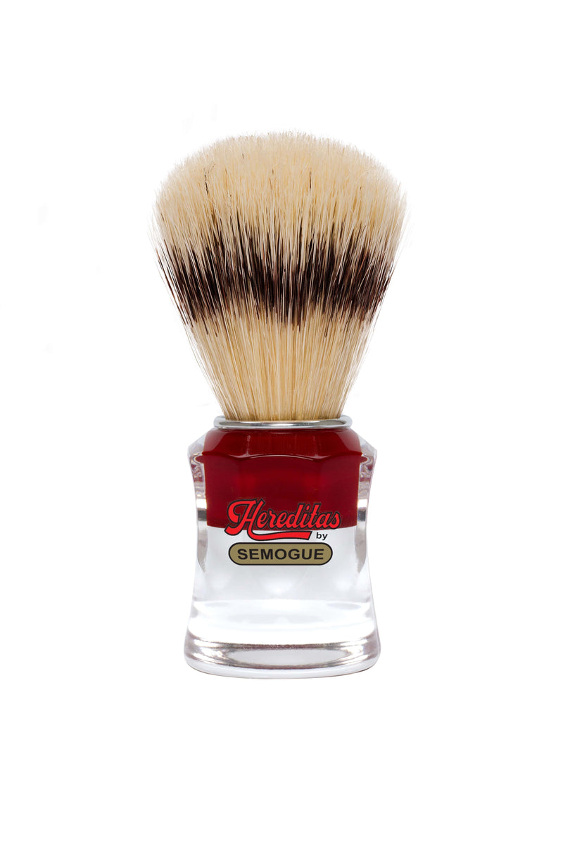 Semogue - 830 Hereditas Extra Premium (IB) Boar Bristle Shaving Brush, Red and Clear Striped Handle, 22mm