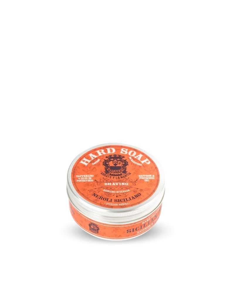 Abbate y La Mantia Agrumi di Sicilia Neroli Siciliano Hard Shaving Soap, Infused with Pistachio Oil and Saffron for Luxurious Citrus Lather