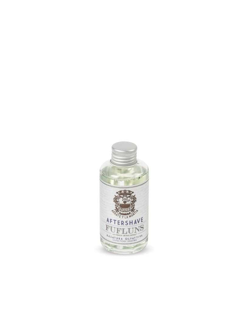 Bottle of Furlins aftershave on a white background