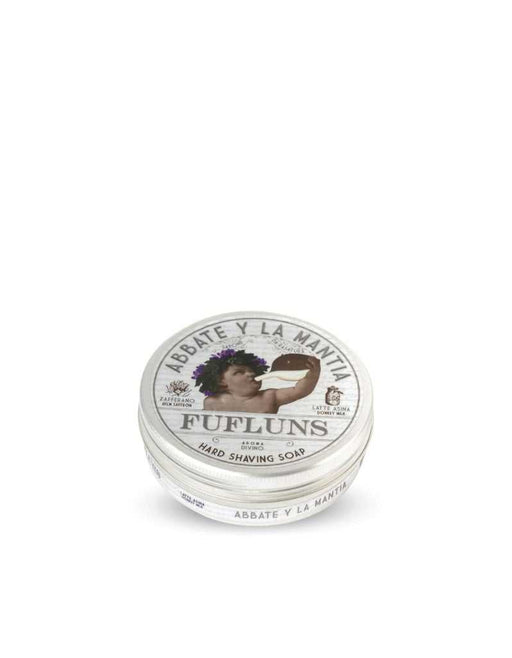 A round tin container with a label that includes the text 'Fufluns' and 'ABRATE Y LA MANTIA'.