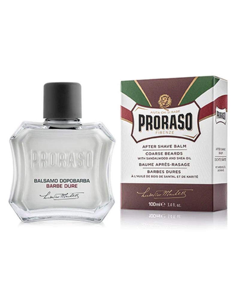 Proraso after shave balm for coarse beards with packaging on a white background