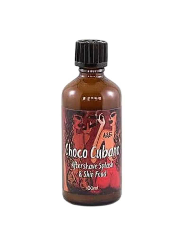 Brown bottle of Choco Cubano aftershave splash on a white background
