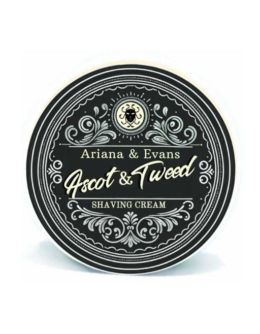 Ariana & Evans Ascot & Tweed shaving cream container on a white background