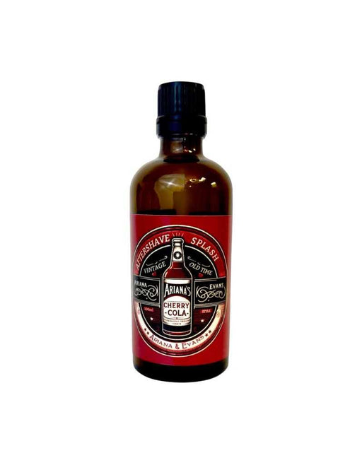 Bottle of Cherry Cola flavor Aftershave Splash with a red label on a white background