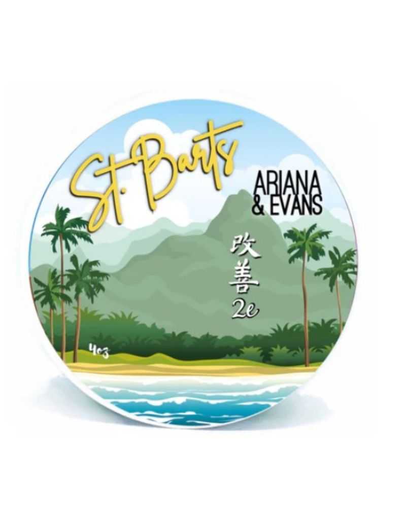 Ariana & Evans St. Barts Shaving Soap with Kaizen 2e Base, Ultra-Luxurious Lather and Tropical Fragrance for a Smooth Shaving Experience