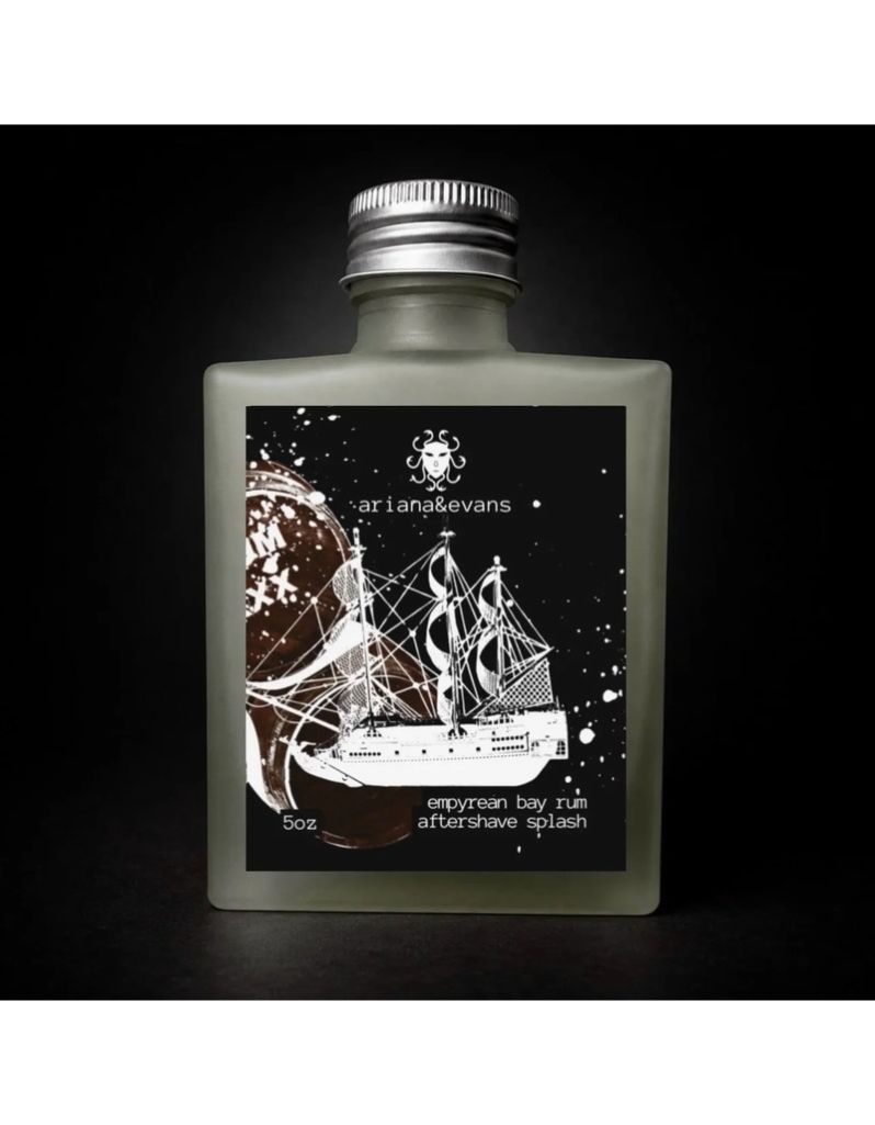 Ariana & Evans Ultima Empyrean Bay Rum Aftershave Splash bottle with ship illustration