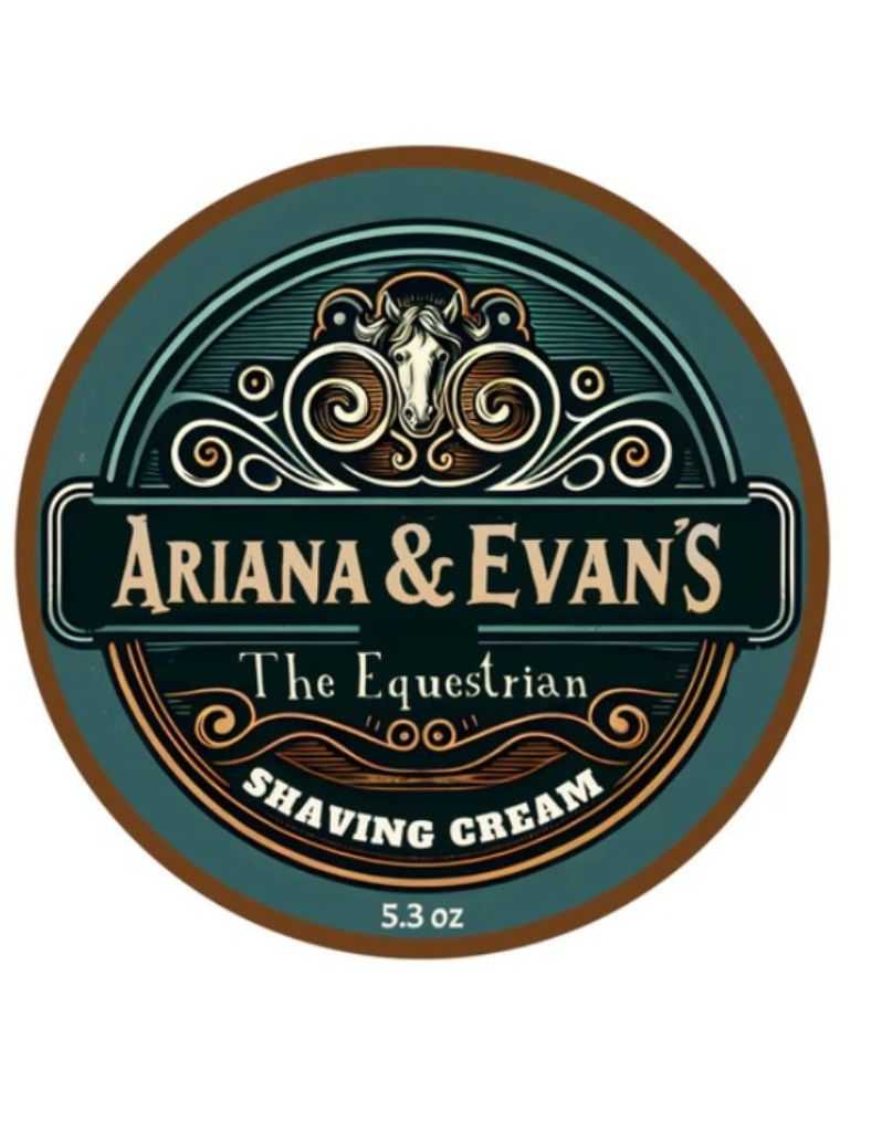 Ariana and Evans The Equestrian Shaving Cream in a round jar