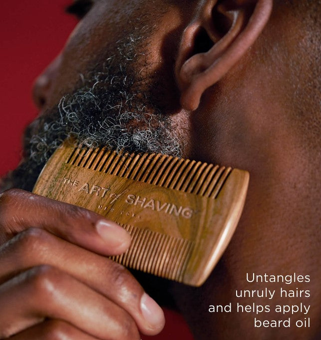 The Art of Shaving - Sandalwood Beard Comb with Leatherette Pouch