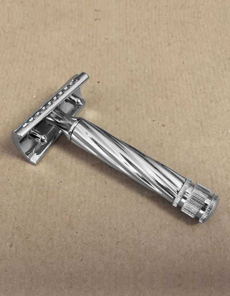 Back view of the Fatip Lo Storto chrome safety razor