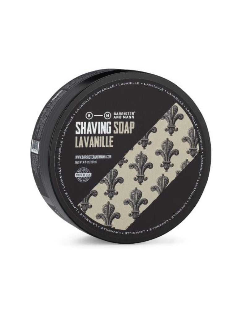 Barrister and Mann Lavanille Shaving Soap 4 oz with bold leather scent and vintage inspired fragrance