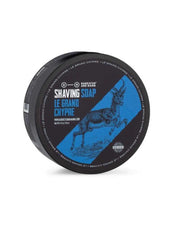 Le Grand Chypre shaving soap with lime, oakmoss, and spice scent in a 4 oz jar by Barrister and Mann