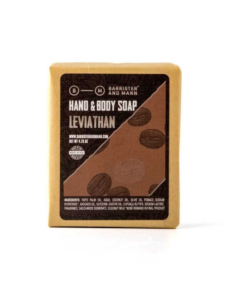 Leviathan Bar of soap with 'Barrister and Mann' branding on a white background