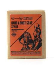 Seville Hand and Body Soap bar with classic barbershop scent, handcrafted.