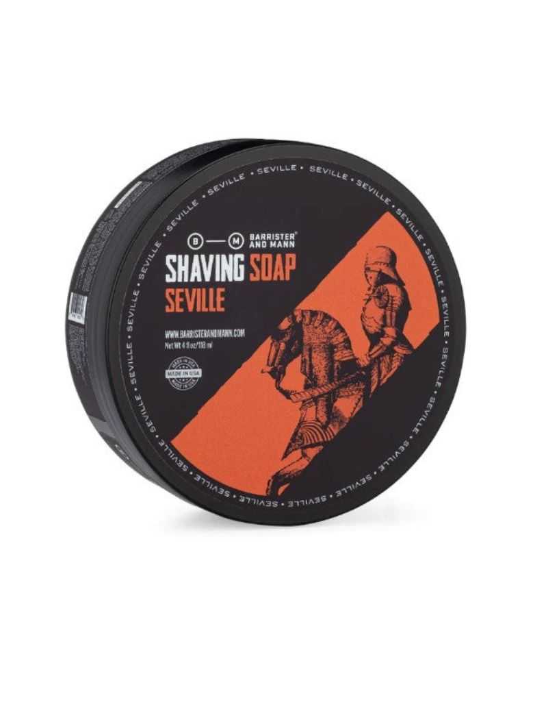 Barrister and Mann Seville Shaving Soap 4 oz with classic barbershop scent and rich lather. 
