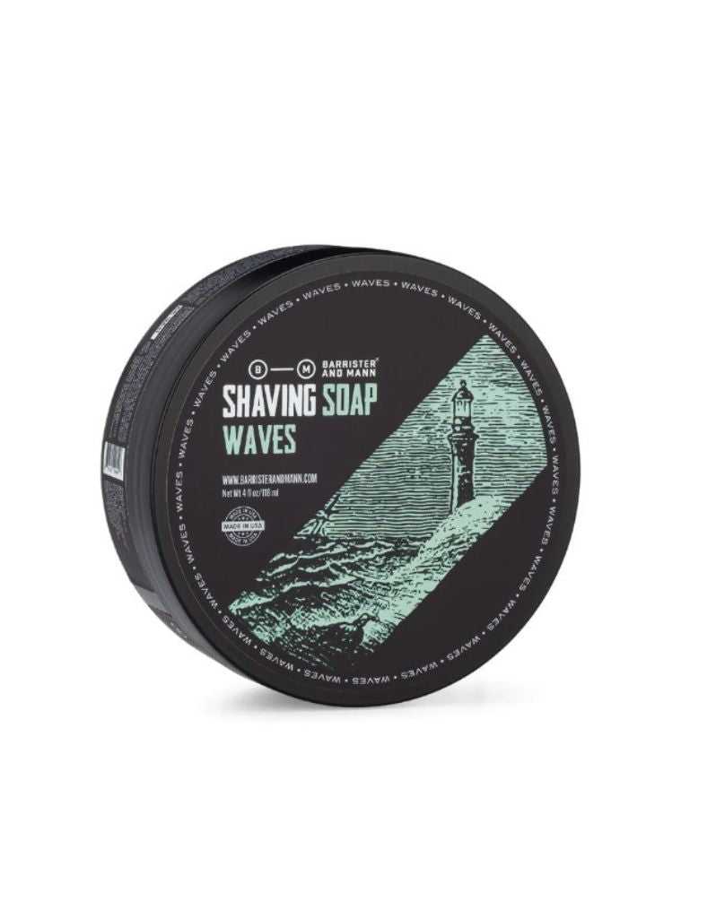 Barrister’s Waves Shaving Soap 4 oz with fresh aquatic scent and rich lather