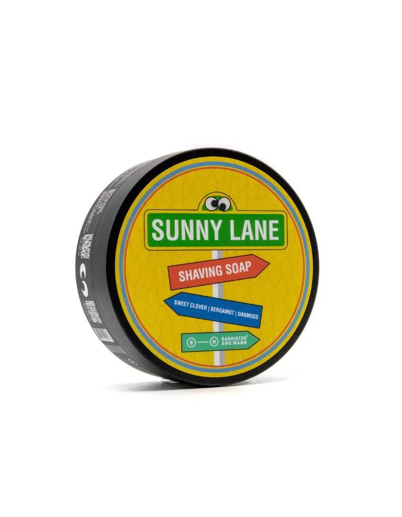 Sunny Lane shaving soap container on a white background
