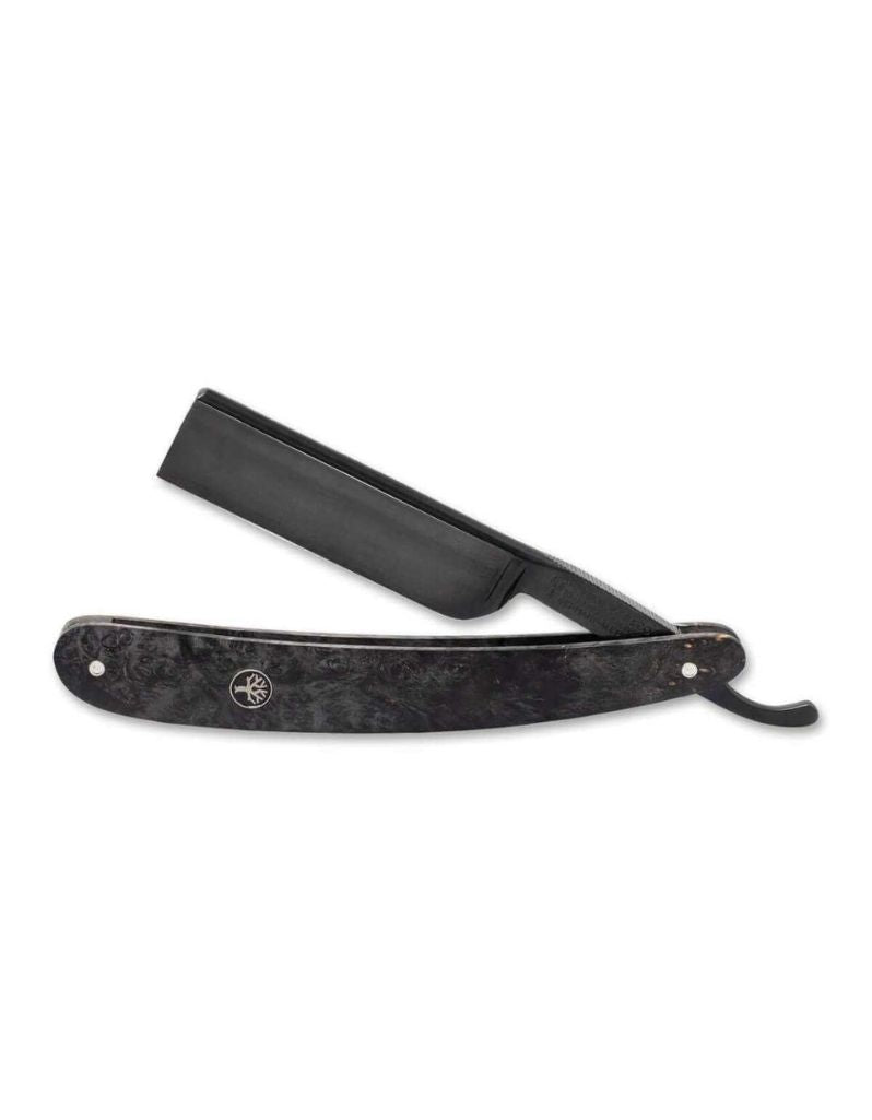 Boker - Amboina Straight Razor, Black Carbon Steel, 6/8" - New England Shaving Company