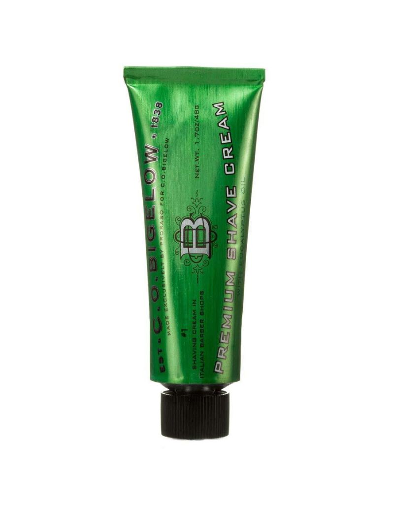 C.O. Bigelow Menthol Shave Cream with camphor, coconut oil, and eucalyptus for a smooth and refreshing shave. Travel size.