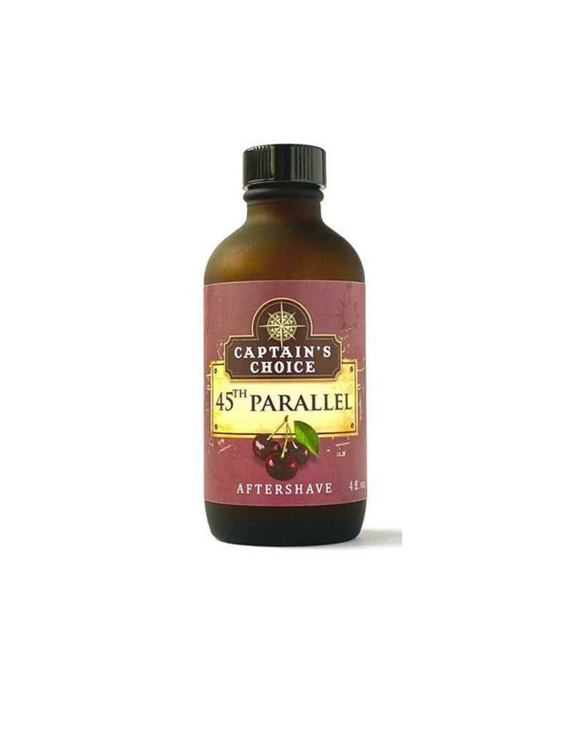 Almond and cherry aftershave in 4 oz amber glass bottle with sweet scent and long-lasting moisturizing feel for men’s daily shaving routine