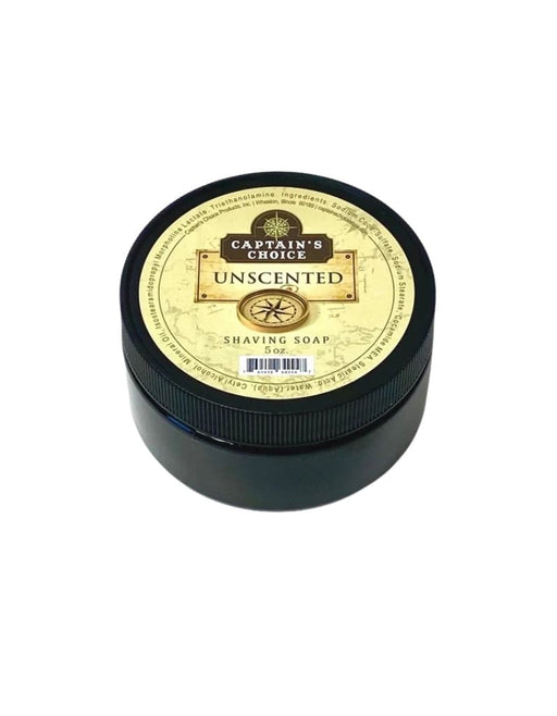 Captain's Choice 5.8 oz unscented shaving soap in a 8 oz black tub 