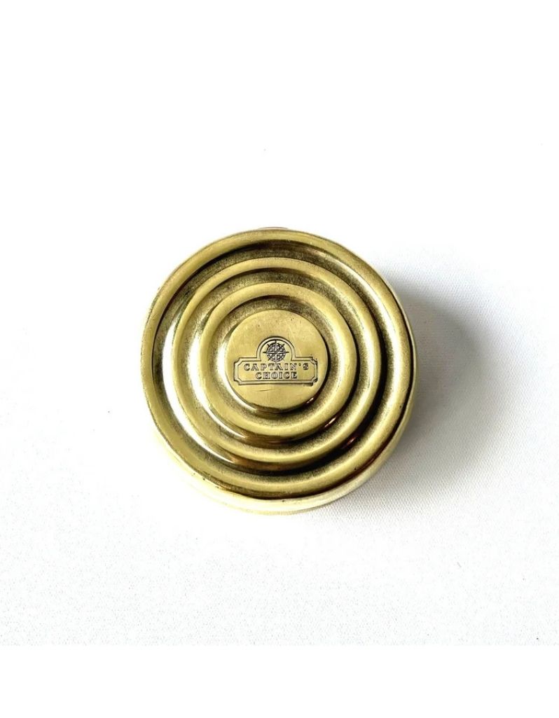 Captain’s Choice Brass Lather Bowl Commander underside with logo stamp