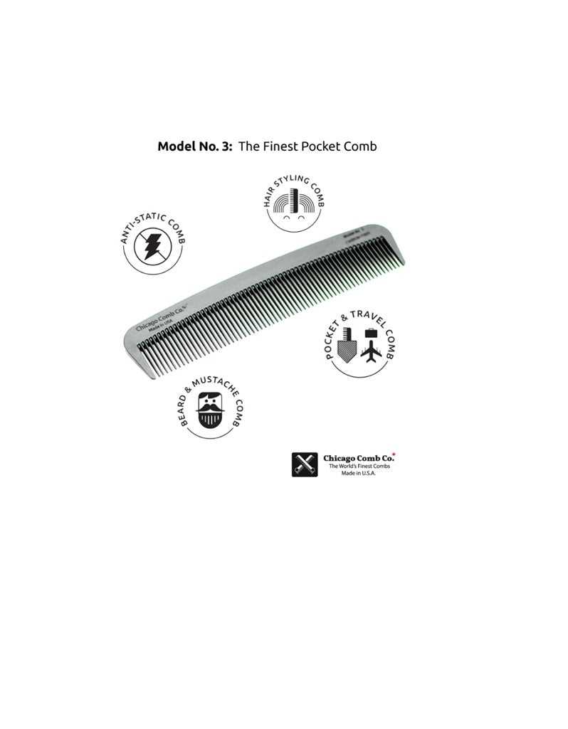 Chicago Comb Co. - Model 3: The Finest Pocket Comb, Carbon Fiber 5.5"