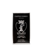 Castle Forbes Special Reserve Neroli Eau de Parfum 100ml boxed packaging with silver crest on black background