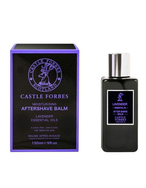 Castle Forbes lavender aftershave balm with packaging on a white background