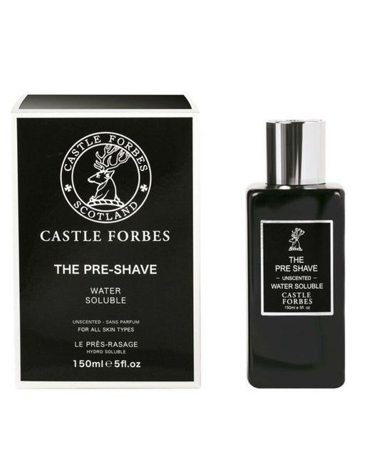 Castle Forbes Pre-Shave Lotion 150ml bottle, unscented water-based formula for smooth glide and shaving comfort