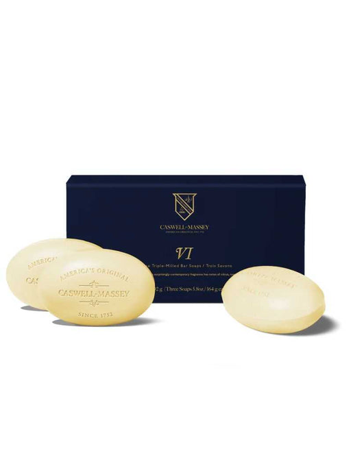 Caswell Massey 3 units of Number Six body cleansing soaps in a gift box.